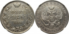 Poland under Russia, Nicholas I, Roubl 1844, Warsaw - NGC AU Details