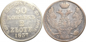 Poland under Russia, Nicholas I, 30 kopecks=2 zloty 1837