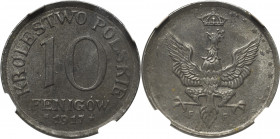 Kingdom of Poland, 10 fenig 1917 - NGC MS63