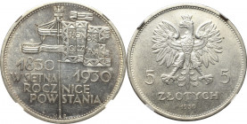 II Republic of Poland, 5 zloty 1930 November Uprising - NGC MS62 R