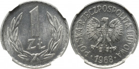 PRL, 1 złoty 1968 - rzadki - NGC MS64