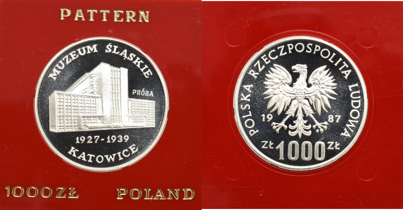 PRL, 1.000 złotych 1987 Muzeum Śląskie w Katowicach - Próba Piękny egzemplarz. S...