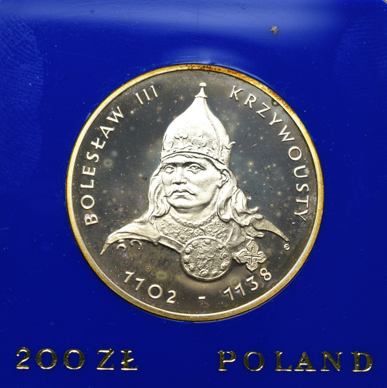 PRL, 200 złotych 1982 - Bolesław Krzywousty Menniczy egzemplarz. 
Grade: Proof ...