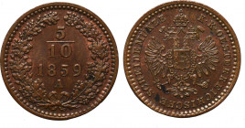Austria, 5/10 krajcara 1859