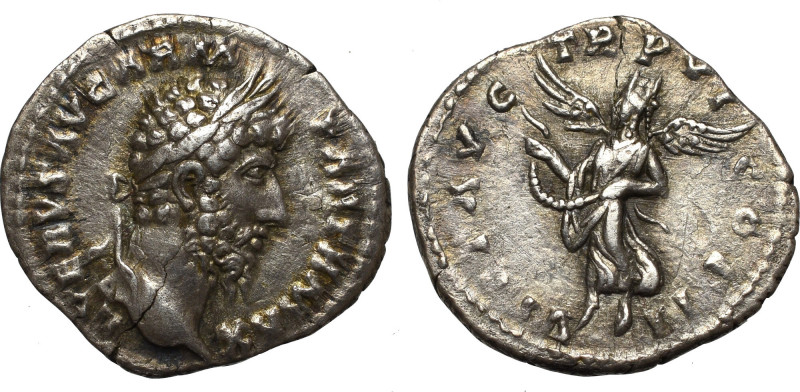Roman Empire, Lucius Verus, Denarius Rzadsze w handlu panowanie. Patyna. Awers:&...