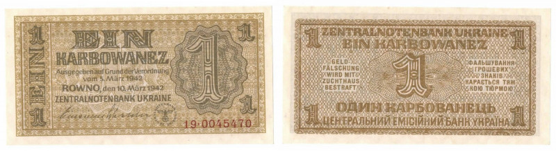 Ukraina, 1 karbowaniec 1942 Egzemplarz w emisyjnym stanie zachowania o pięknej p...