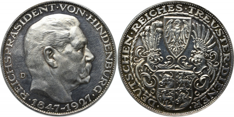 Germany, Medal, Paul von Hindenburg 1927 Ładny egzemplarz. Srebro .900, średnica...