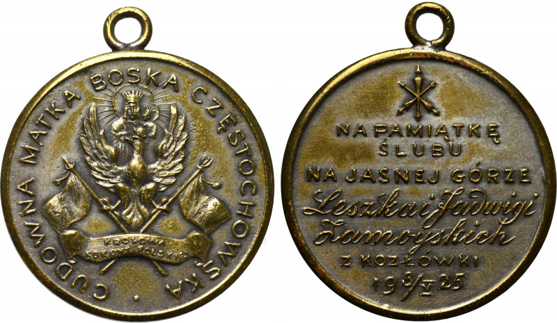 II RP, Medal na pamiątkę ślubu Zamoyskich 1925 Ciekawy, rzadki w handlu medal. P...