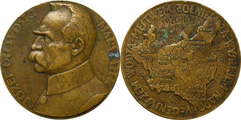Medal Józef Piłsudski, 10 rocznica Wojny Polsko-Bolszewickiej 1930 Poprawnie zac...