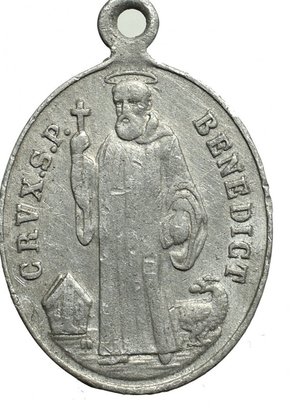 Italy, Medal St. Benedict Bardzo ładny egzemplarz. Patyna. Aluminium, wymiary 19...