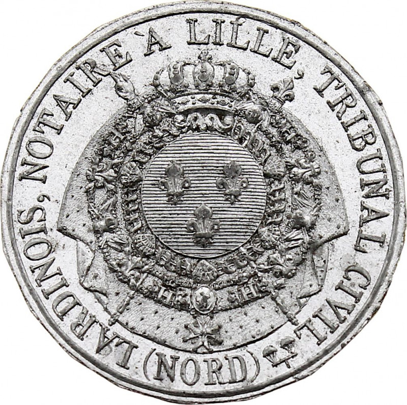 France - Lardinois, Notaire à Lille, Tribunal Civil (1815) (Tin, 4.70 gr, 35 mm)...