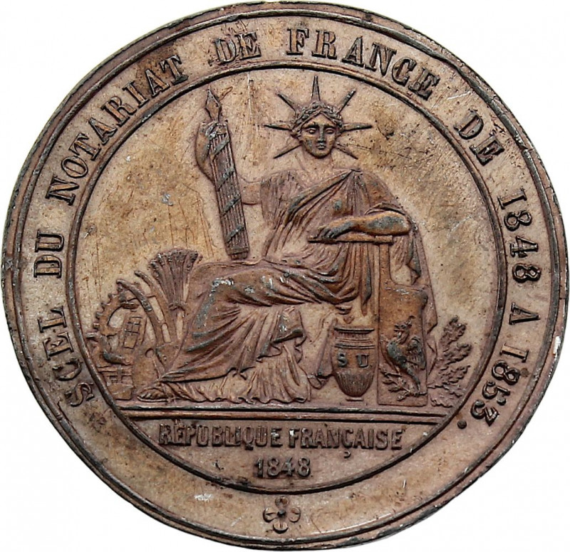 France - Scel du Notariat de France de 1848 à 1853 (Tin, 5.57 gr, 37 mm). Extrem...