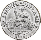 France - Carlier, Notaire à Lille (Tin, 2.61 gr, 37 mm). Extremely Fine.