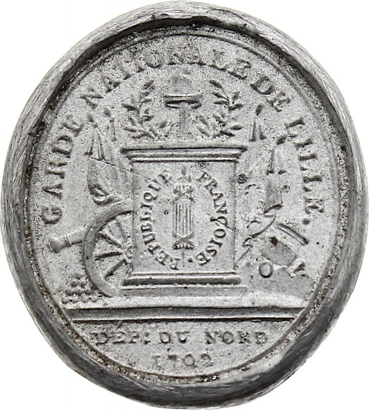 France - Garde Nationale de Lille 1792 (Tin, 8.73 gr, 31 mm). Extremely Fine.