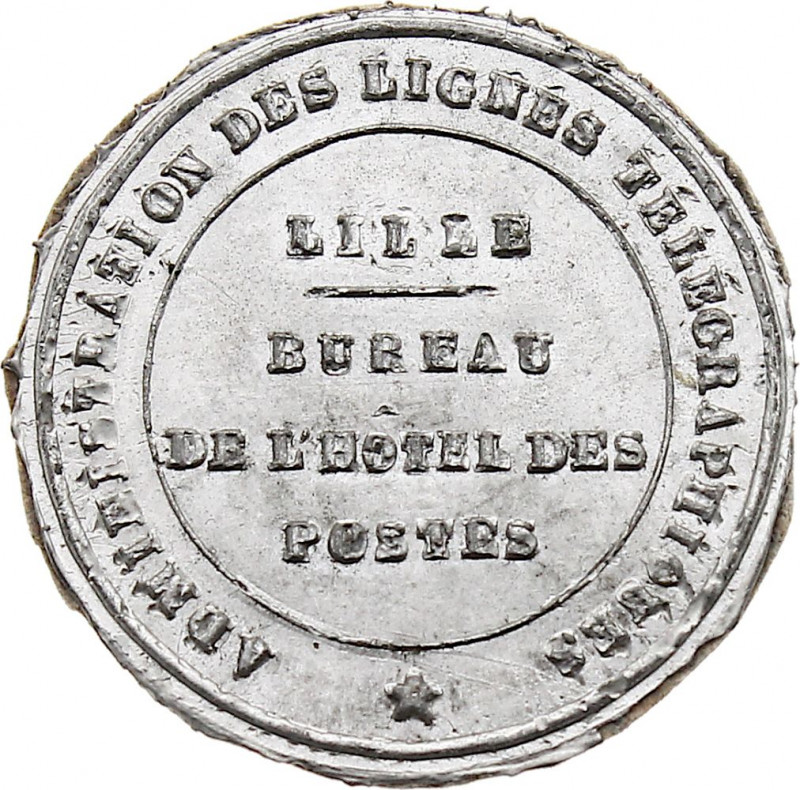 France - Bureau de l'Hôtel des Postes à Lille (Tin, 1.85 gr, 32 mm). Extremely F...