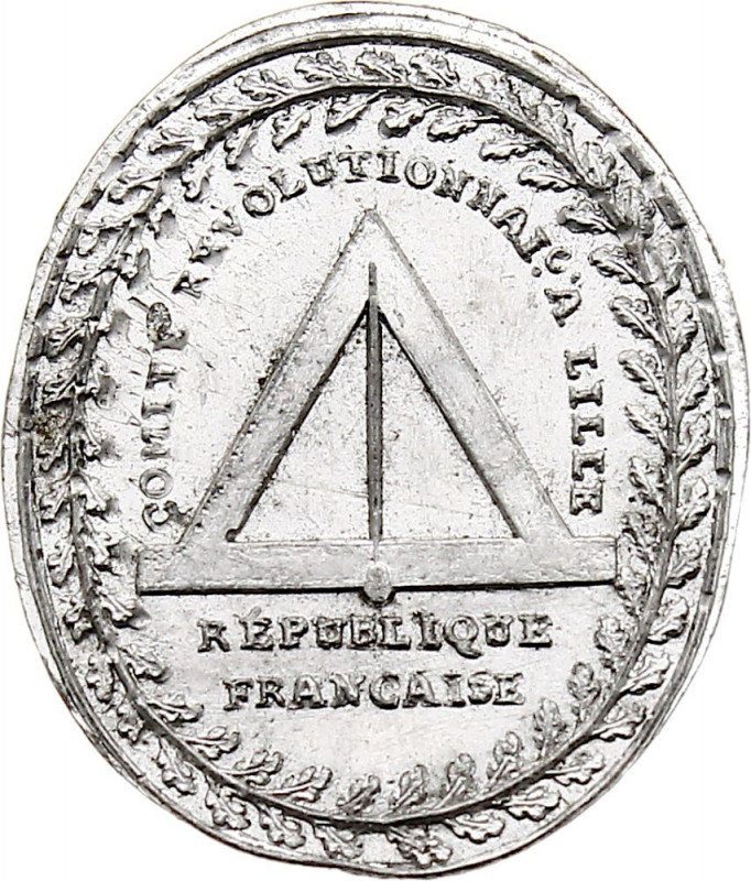 France - Comité Révolutionnaire à Lille (Tin, 1.58 gr, 26 mm). Extremely Fine....