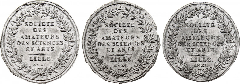 France - Société des Amateurs des Sciences et Art An XI (1802) (Tin, 3.77 gr, 32...