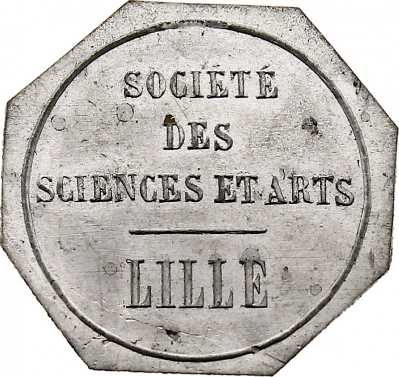 France - Société des Sciences et Arts, Lille (Tin, 2.77 gr, 28 mm). Extremely Fi...