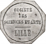 France - Société des Sciences et Arts, Lille (Tin, 2.77 gr, 28 mm). Extremely Fine.
