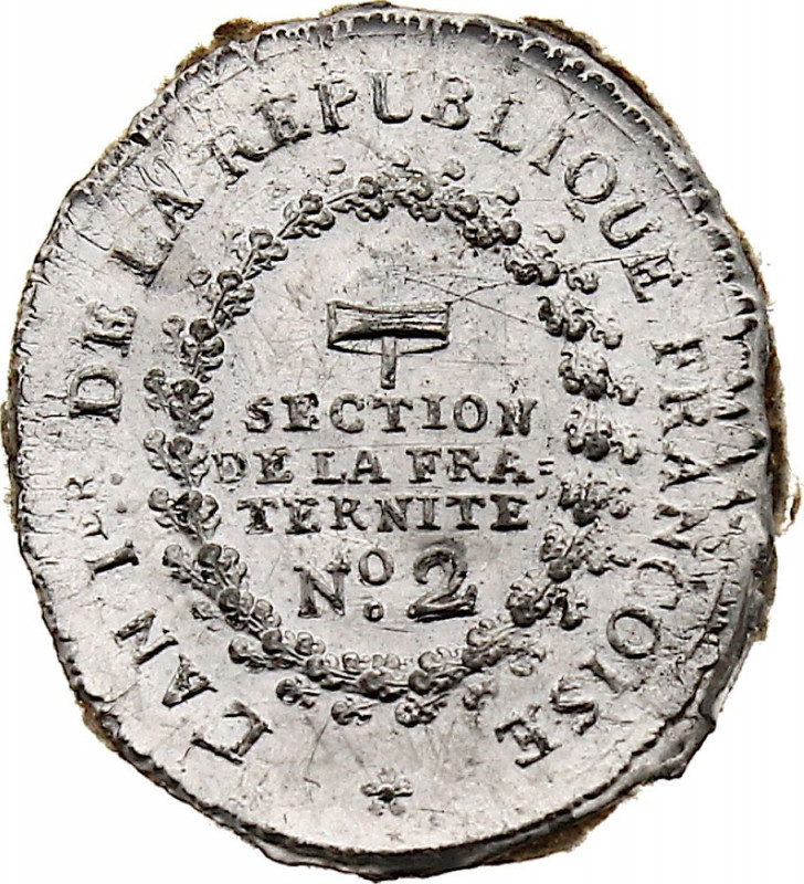 France - Section de la Fraternité An I (1792) (Tin, 1.56 gr, 23 mm). Extremely F...