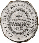 France - Section de la Fraternité An I (1792) (Tin, 1.56 gr, 23 mm). Extremely Fine.