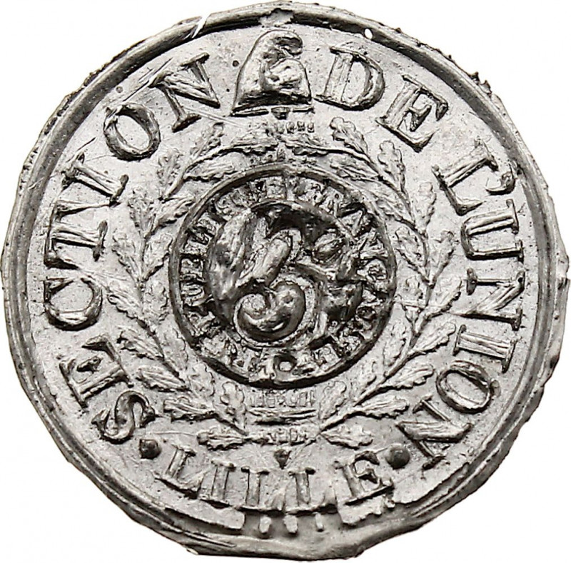 France - Lille, Section de l'Union (Tin, 1.88 gr, 29 mm). Extremely Fine.