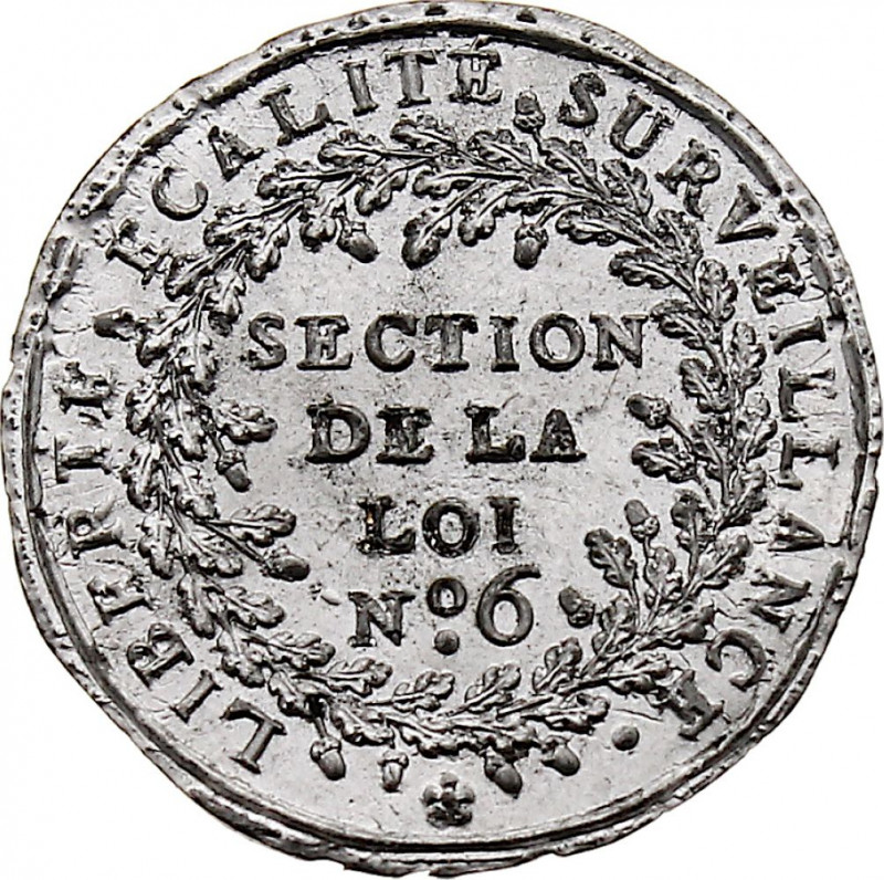 France - Lille, Section de la Loi (Tin, 2.47 gr, 26 mm). Extremely Fine.