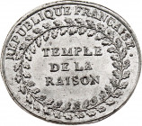 France - Temple de la Raison (Tin, 2.49 gr, 28 mm). Extremely Fine.