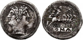 ROMAN REPUBLIC. Anonymous, Didrachm (241-214 BC) (Rome mint) (Silver, 5.99 gr, 21.5 mm) Crawford 29/3. Very Fine.
