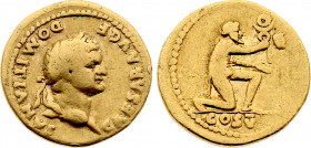 ROMAN EMPIRE. Domitian, as Caesar (81-96 AD). Aureus (77-78 AD) (Rome mint) (Gold, 7.00 gr, 19 mm) Cohen 48, RIC 959. Fine.

Struck while he was Caesa...