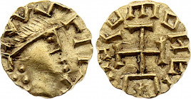 MEROVINGIANS. Quentovic, Tremissis (circa 625-635), Anglus (Gold, 1.25 gr, 11 mm) Prou 1132. Extremely Fine.