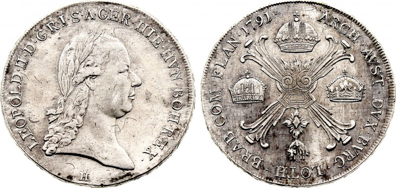 Austria - Leopold II (1790-1792), Kronenthaler 1791 H (Gunzburg mint) (Silver, 2...