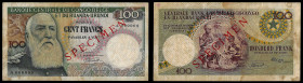 Belgian Congo - Banque Centrale du Congo Belge et du Ruanda-Urundi, Specimen 100 Francs ND (1955-1956). Pick 33s. Very Fine.