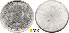 Belgium - Brabant - Charles VI (1711-1740), Uniface Reverse Tin Trial Ducaton 1721 (Antwerp mint) (Tin, 42.46 gr, 49 mm) Vanhoudt cfr. 799. PCGS SP64...