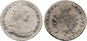 Belgium - Brabant - Maria Theresa (1740-1780), 1/2 Ducaton 1754 (Antwerp mint) (Silver, 16.66 gr, 34 mm) Vanhoudt 815, KM 7. Extremely Fine.