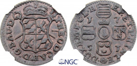 Belgium - Liege - Johann Theodor of Bavaria (1744-1763), Liard 1751 (Liege mint) (Copper, 3.10 gr, 23 mm) VH G 1353, KM 155. NGC MS66