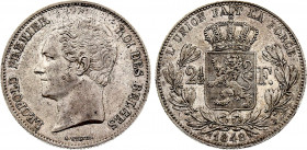 Belgium - Leopold I (1831-1865), 2 1/2 Francs 1848, Small head (Silver, 12.56 gr, 30 mm) Dupriez 382, KM 11. Extremely Fine.