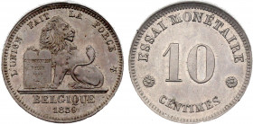 Belgium - Leopold I (1831-1865), Copper-Nickel essai 10 Centimes 1859 (Copper-Nickel, 4.00 gr, 21 mm) Dupriez 678. NNC MS64