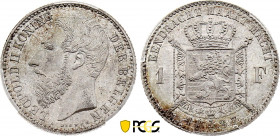 Belgium - Leopold II (1865-1909), 1 Franc 1887 (Silver, 5.00 gr, 23 mm) Dupriez 1249, Bogaert 1249B, KM 29. PCGS MS66