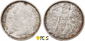 Belgium - Leopold II (1865-1909), 2 Francs 1904 (Silver, 10.00 gr, 27 mm) Bogaert 1485B, KM 58. PCGS MS67

Rare variety without dot in signature, in e...
