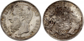 Belgium - Leopold II (1865-1909), Silver essai 5 Francs (1866) (Silver, 29.22 gr, 37 mm) Dupriez 1003. Uncirculated.

Weight similar to the Chirico ex...