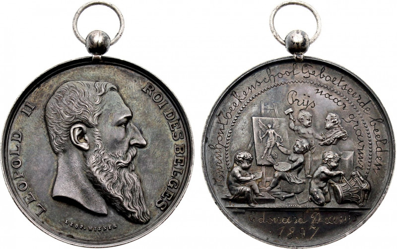 Belgium - Leopold II (1865-1909), School Price 1897 (Silver, 46.18 gr, 51 mm) Ex...