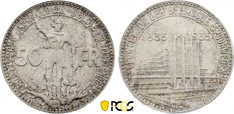 Belgium - Leopold III (1934-1951), 50 Francs 1935 (Silver, 22.00 gr, 35 mm) Boga...