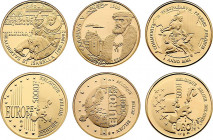 Belgium - Albert II (1993-2013), Complete serie 5000 Francs (1999-2001) (Gold, 15.55 gr, 29 mm) GR-BR 3865, 3896 and 3935, KM 210, 220 and 223. Proof ...