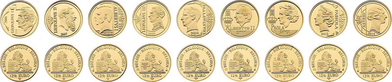Belgium - Albert II (1993-2013), Complete serie 12 1/2 Euro (2006-2014) (Gold, 1...