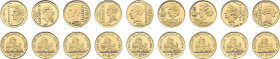 Belgium - Albert II (1993-2013), Complete serie 12 1/2 Euro (2006-2014) (Gold, 1.25 gr, 14 mm) KM 259, 265, 271, 292, 293, 316, 321, 328 and 344. Proo...