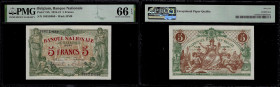 Belgium - Banque Nationale de Belgique, 5 Francs 03.01.1921. Pick 75b. PMG 66 EPQ