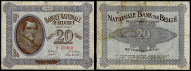 Belgium - Banque Nationale de Belgique, 20 Francs 27.08.1914. Pick 83. Fine, Restored.