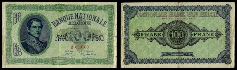 Belgium - Banque Nationale de Belgique, 100 Francs 27.08.1914. Pick 84. Very Fin...