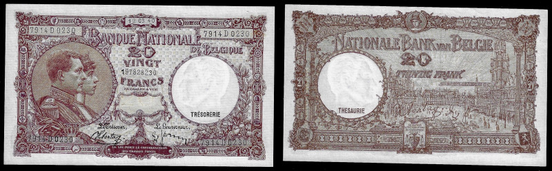 Belgium - Banque Nationale de Belgique, 20 Francs 12.03.1940. Pick 111. Uncircul...
